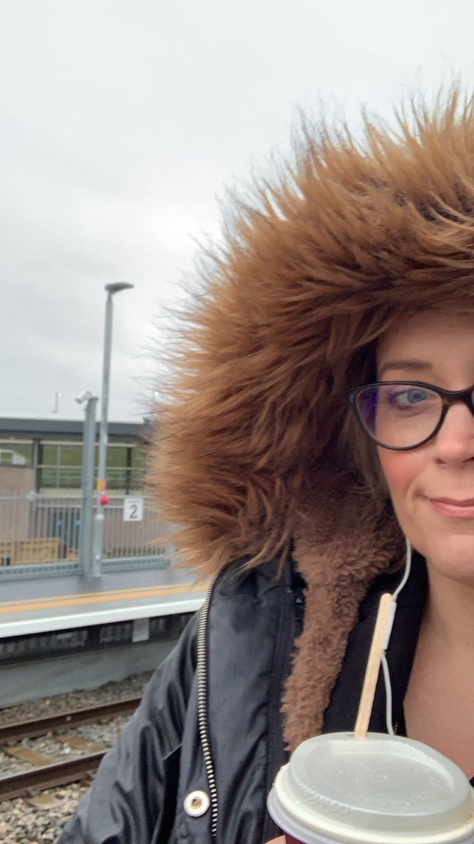 Just me and my giant hood catching the train to Birmingham from @WorcsParkway #ConnectedCounty #WorcestershireWelcomesYou So pleased to see this investment finally realised. Parking is cheaper than Shrub Hill, the train was quicker, and there was coffee 🙌🏻 #HappyFriday