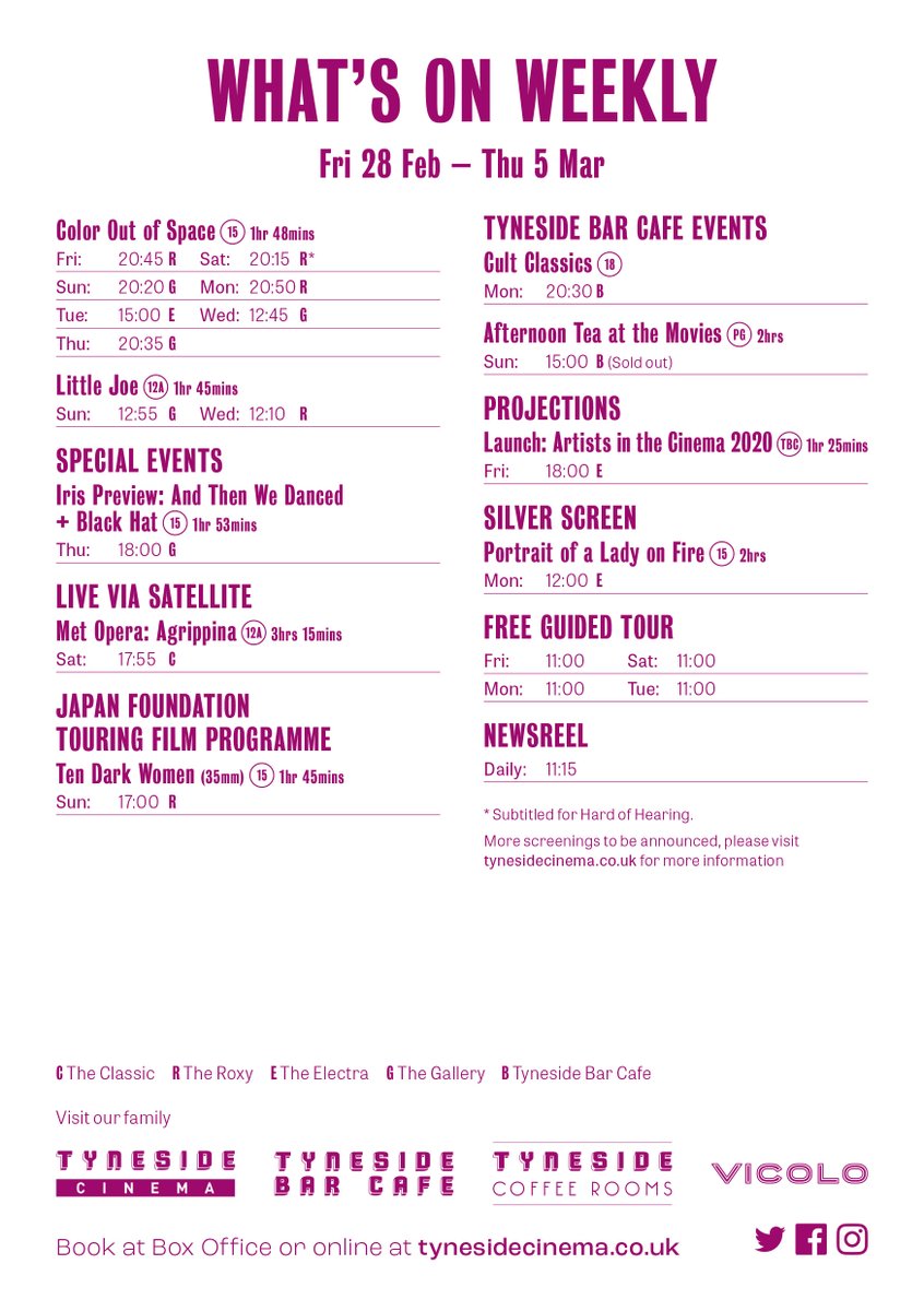 HAPPY FRIDAY! 🎉
The weekend is almost here and <a href="/tynesidecinema/">Tyneside Cinema</a> has another stellar line up of new releases for you:
⭐️ Portrait of a Lady on Fire
⭐️ Greed
⭐️ Dark Waters
⭐️ Color Out of Space
🎟 Book now for all these and more at bit.ly/2PyL7p7