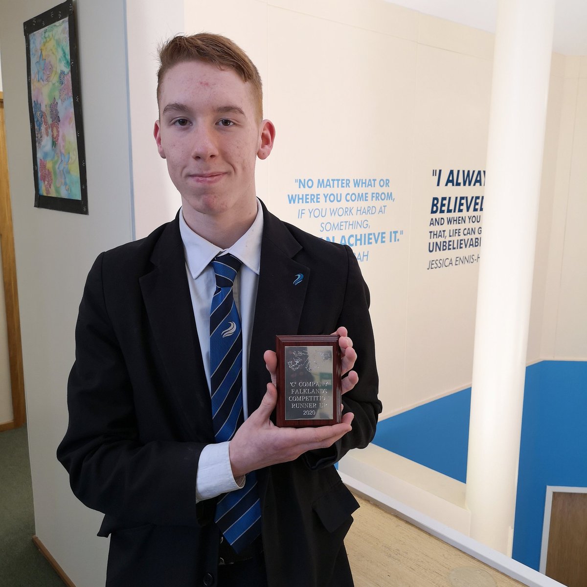 ChaseHighSch's tweet photo. Over the half term Mason in year 10 took part in the Essex Army Cadets ‘Falkands’ Competition. The event involved completing a number of demanding physical and mental trials over a weekend and Mason‘s group were awarded the Runner-Up plaque for coming second! 👏👏👏 https://t.co/77UigEkYLK