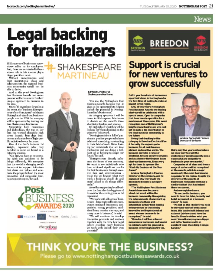 Arc Building Consultancy are proud to be associated with the Nottingham Post Business Awards 2020! <a href="/NPBizAwards/">NP Business Awards</a>  #NPBA2020