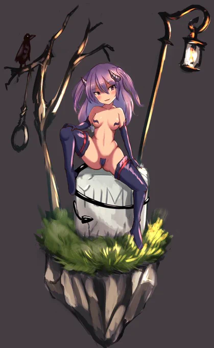 ヴィネット風のイラスト描きたいので練習にうちの子ユメちゃんで! 