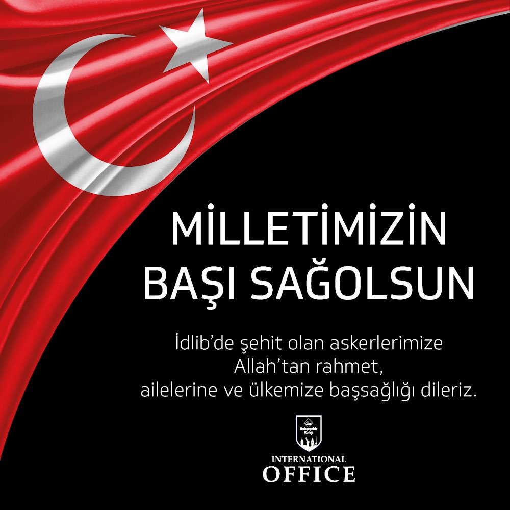 İdlib’de şehit olan askerlerimize Allah’tan rahmet, ailelerine ve ülkemize başsağlığı dileriz.

#idlib