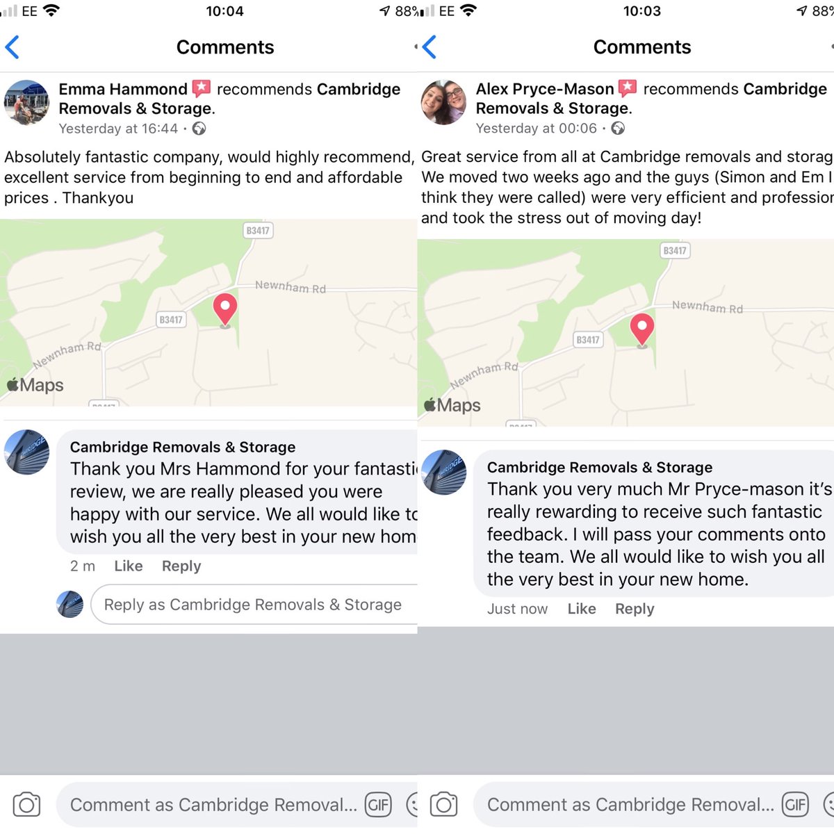 Two more genuine 5 star reviews today! 
Please don’t forget Cambridge Removals &amp; Storage for when your moving house ! 01752700225
#plymouthremovalcompany #movinghouse