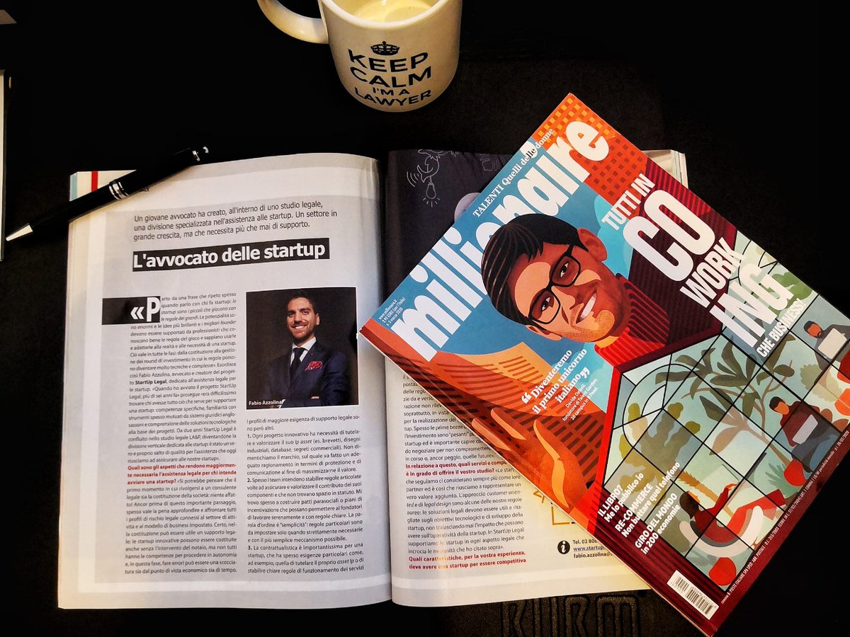 E niente.. Sono su <a href="/millionaireit/">Millionaire</a>!
Tutti a pagina 136 del numero di marzo. Si parla di startup! <a href="/StartUpLegal_it/">StartUp Legal</a> #avvocatodellestartup #startuplegal