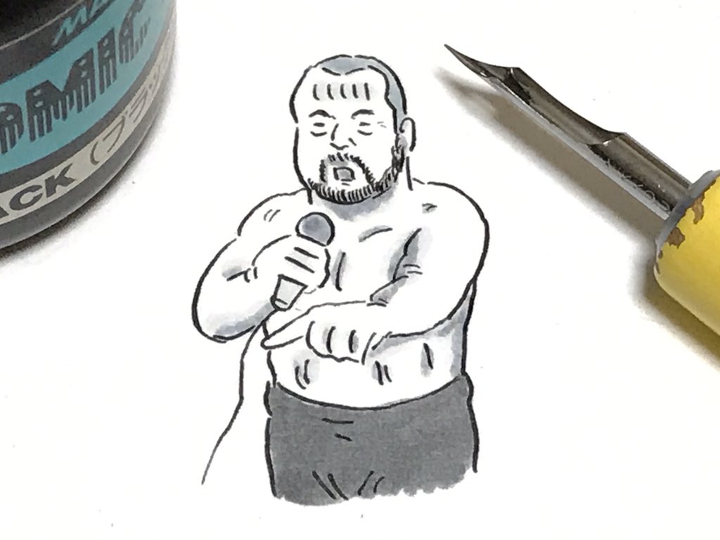 北海道に緊急事態宣言が出たので大人しくラッシャー木村を描いてます。#味のプロレス 