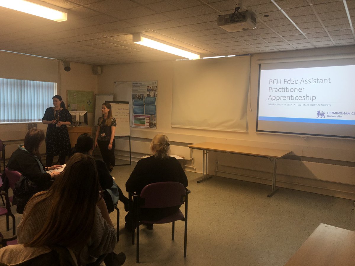 MidwifeFox's tweet photo. Our amazing MSWs hearing about FdSc Assistant Practitioner Apprenticeships @MyBCU #PerceptionsOfMidwifery #Transformation #AffectingChange #FutureMidwifery @LouiseWilde9 @helenhu68431879 @cathylbrown21 @BevMatthewsRN @Midwife_Claire @PmaSwbh @SWBH_IFT @SWBHNBS @local_maternity https://t.co/EDM4JTGr4g
