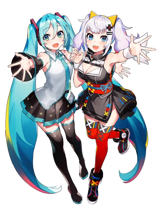 『輝夜 月 LIVE@ZeppVR2』『初音ミクVR』のPlayStation®VRタイトルのキャンペーンを記念して、コラボイラストを描かせていただきました!
月ちゃんとミクちゃん、公式で一緒に描くことが実現できて嬉しいです..!?? 