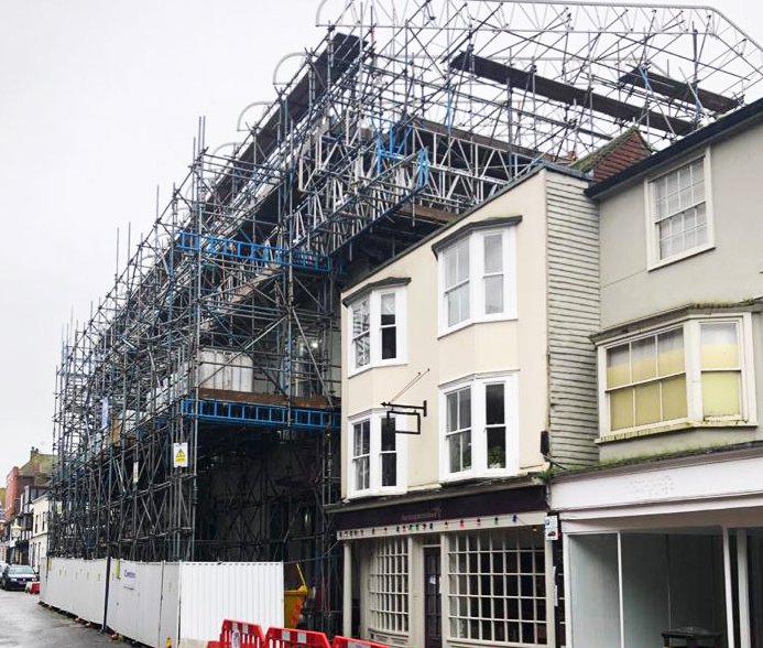 Coniston are busy restoring in #Rye #Kent. Following the devastating fire in July 2019, which caused extensive damage to the renowned George Hotel, we've been working to clear and secure the site. 
Read the full story - bit.ly/3ckfh9s
#restoration #preservation
