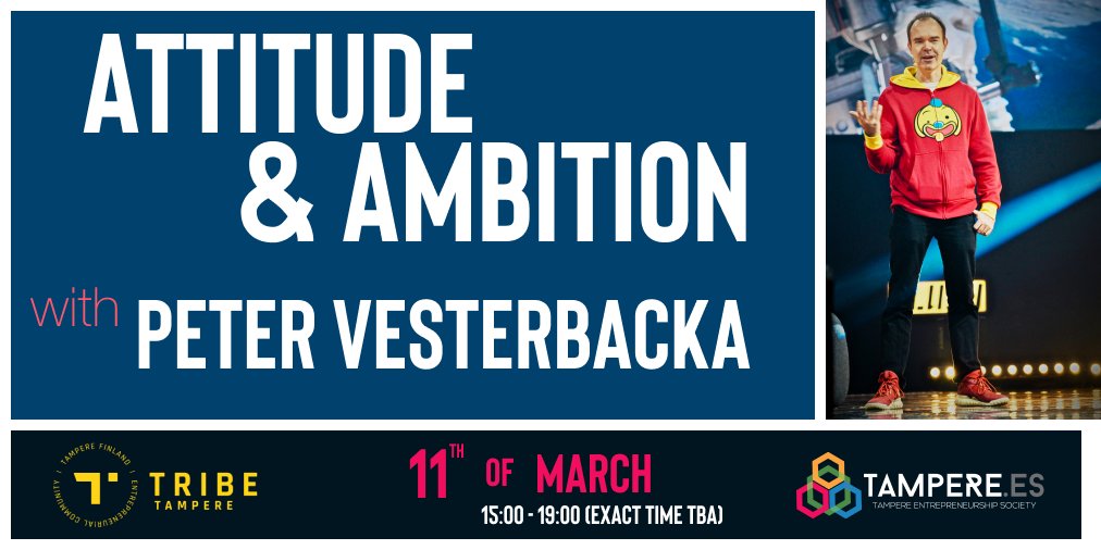 We are inviting you to build Attitude and Ambition with Peter Vesterbacka!

WHY: Because combining sisu with global mindset can work wonders and we should learn about it
HOW: By listening and asking question. The event is in English and it is free

Info: bit.ly/Peter1103