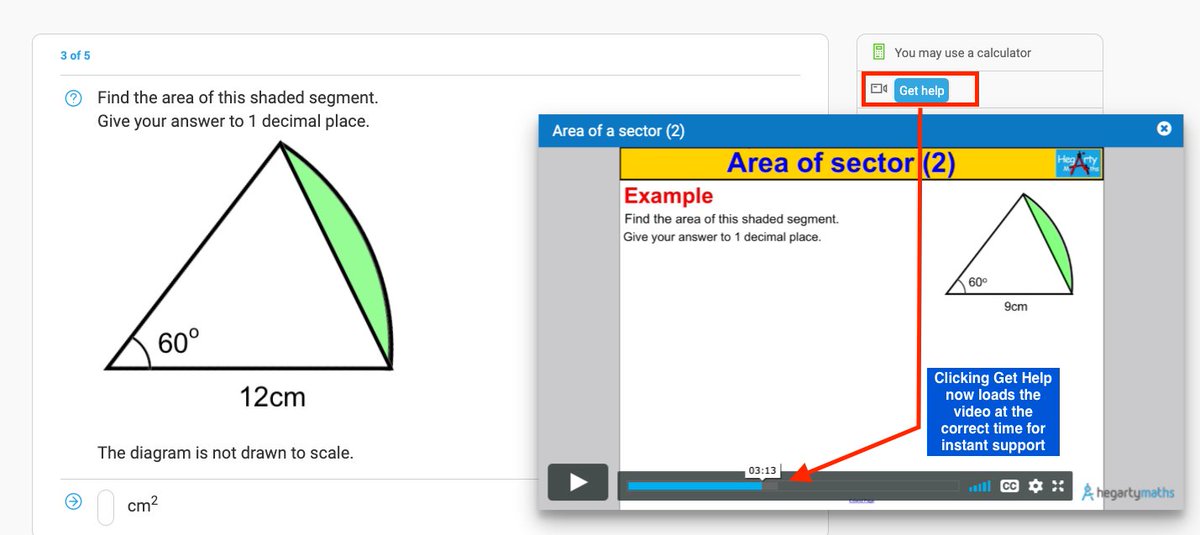 hegartymaths's tweet photo. Amazing new feature...  Now, when students press "Get help" when doing a quiz in HegartyMaths, the video automatically starts at the precise modelled example they need.  #nomorevideoscrubbing https://t.co/jQxR2oxEWm