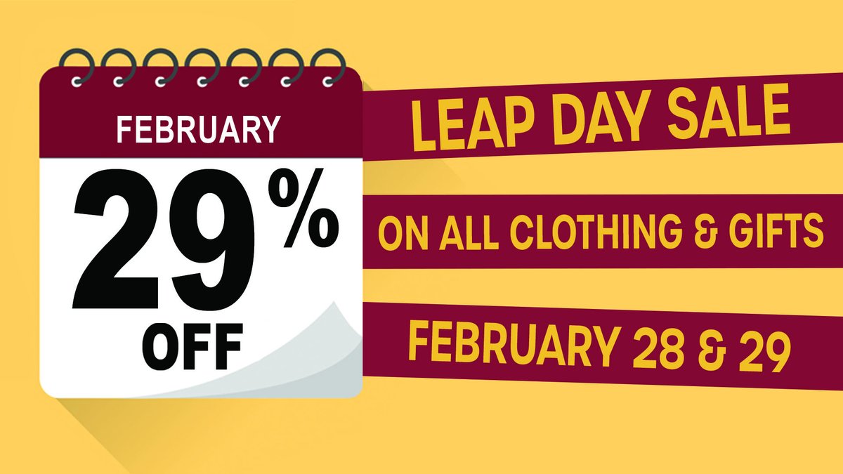 Leap Into Savings February 28 &amp; 29. Save 29% on all #umn apparel and gifts to celebrate #leapyear and #umnfamilyweekend - mailchi.mp/umn/tcrose20-5…