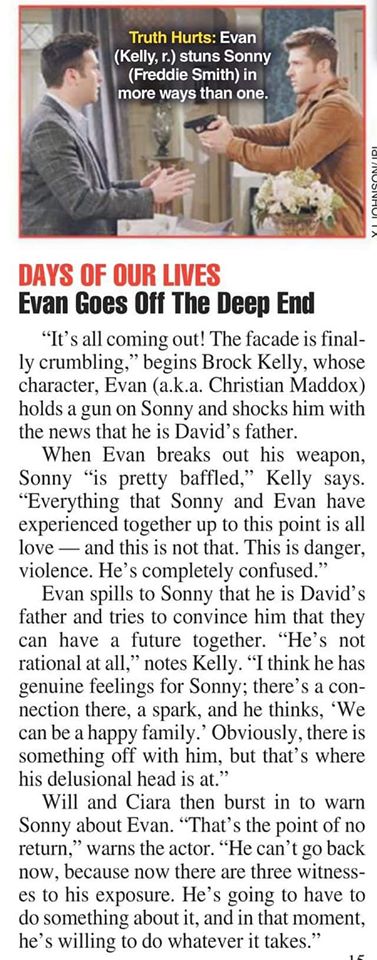 LightwoodBane53's tweet photo. Sonny FINALLY learns the truth about his "lover" next week...Damn it I was RIGHT about Will saving the day lol
#DAYS #TeamSevan https://t.co/UDKNCjTOQC