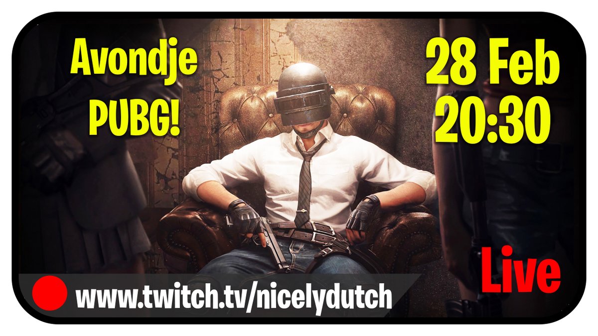 Yes! Vanavond 28 Feb om 20:30uur gaan we LIVE met: PlayerUnknown's Battlegrounds. We spelen custom games in duo's. kijk gezellig mee op: twitch.tv/nicelydutch 
 ff weer een avondje PUBG samen met
<a href="/BlokkieGames/">Lars Blokhuis</a> ben jij er ook? #nicelydutch #pubg #fun