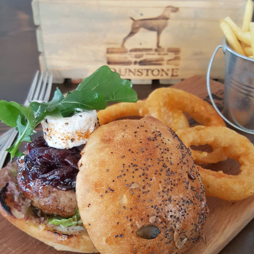 Friday night is Burger night at #TheStoneKitchen! 🍔 

Join us for a deliciously juicy burger of your choice, served with a glass of wine! 

Book your spot: dunstone.co.za/bistro/
#Dunstone #Burgernight #Burger #HeartWellington