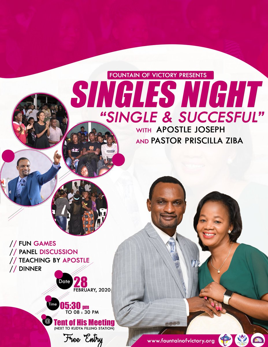 fovupdate's tweet photo. SINGLES NIGHT!
Tonight we are having a colloqy, time of enlightenment and empowerment!
#ShiningAllTheWay #ApostleJosephZiba #FountainofVictory #ExcellingGlory #LifeUnmatched https://t.co/geHHI9b23d