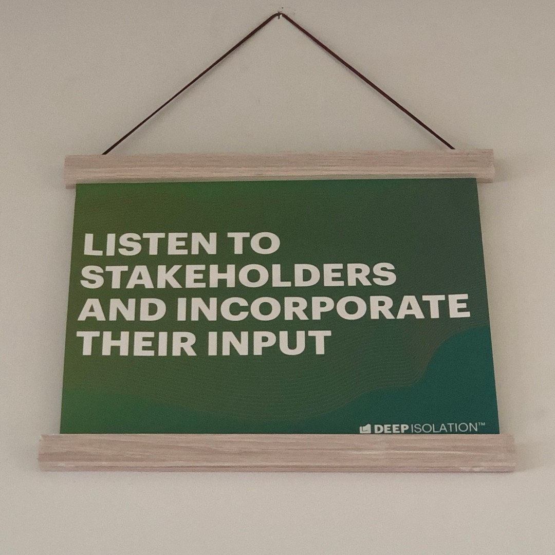 DeepIsolation's tweet image. The core company value of the week is listening. 
"Listening is one of the most important elements of a successful nuclear waste disposal program. Without listening and respect, there can be no solution." CEO, @eamuller #NuclearWaste #SocialResponsibility #DeepIsolation