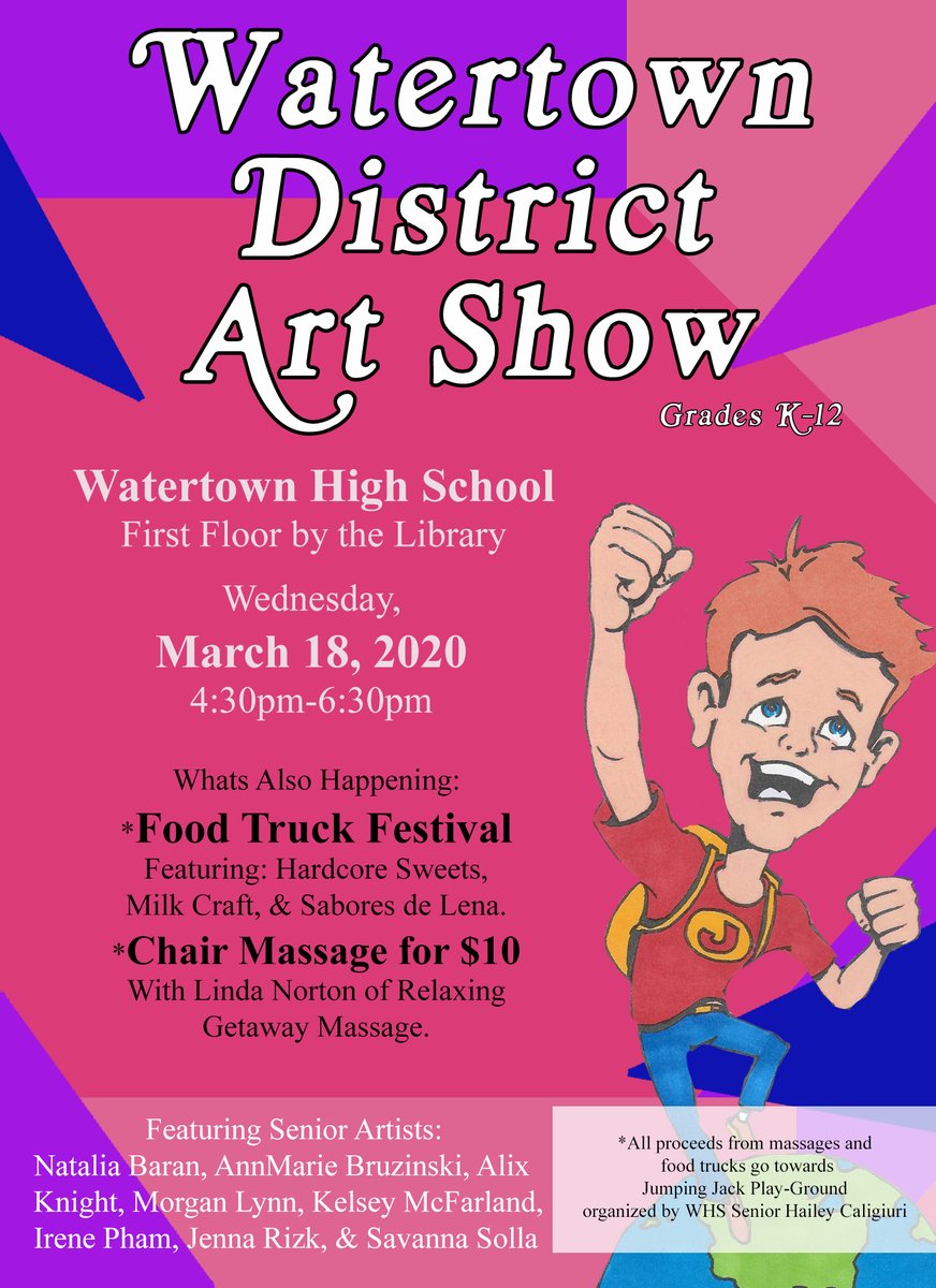 District art show and food trucks!  Raising money for Jumping Jack playground-March 18