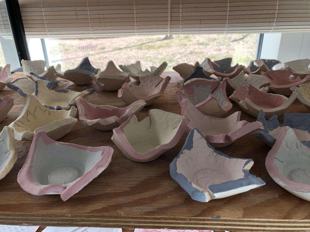 Center School and Crystal Lake students have been busy with handbuilding and glazing clay projects. We expect great results! #ellingcen #clsstripes