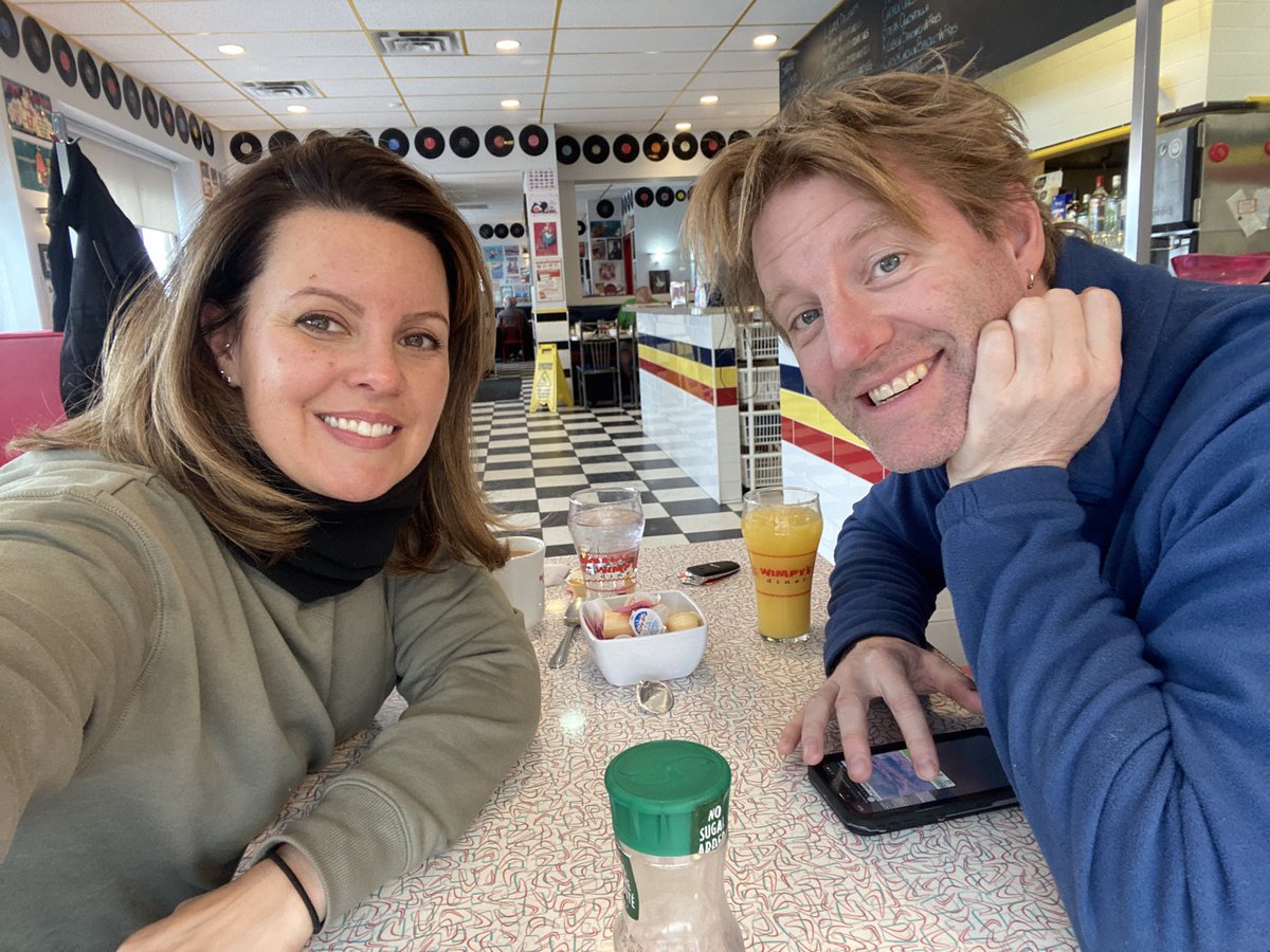 jwhittalClimate's tweet photo. Breakfast time and coffee too and @StormhunterTWN MUST do something about his hair. #icantworkintheseconditions 🤣 https://t.co/Y0t0ZU3zOS