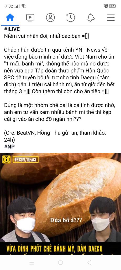 Tui xin tư vấn sương sương.
-Bánh mì thịt quay
-Bánh mì ốp la
-Bánh mì chấm sữa
-Bánh mì chắm mắm ớt
-Bánh mì kẹp súc xích
-Bánh mì kẹp kem
-Bánh mì hămbơgơ phiên bản buffet
-.......
#recoverVNreputation 
<a href="/YTN24/">YTN</a> 
Còn nhiều lắm ấy ơi~