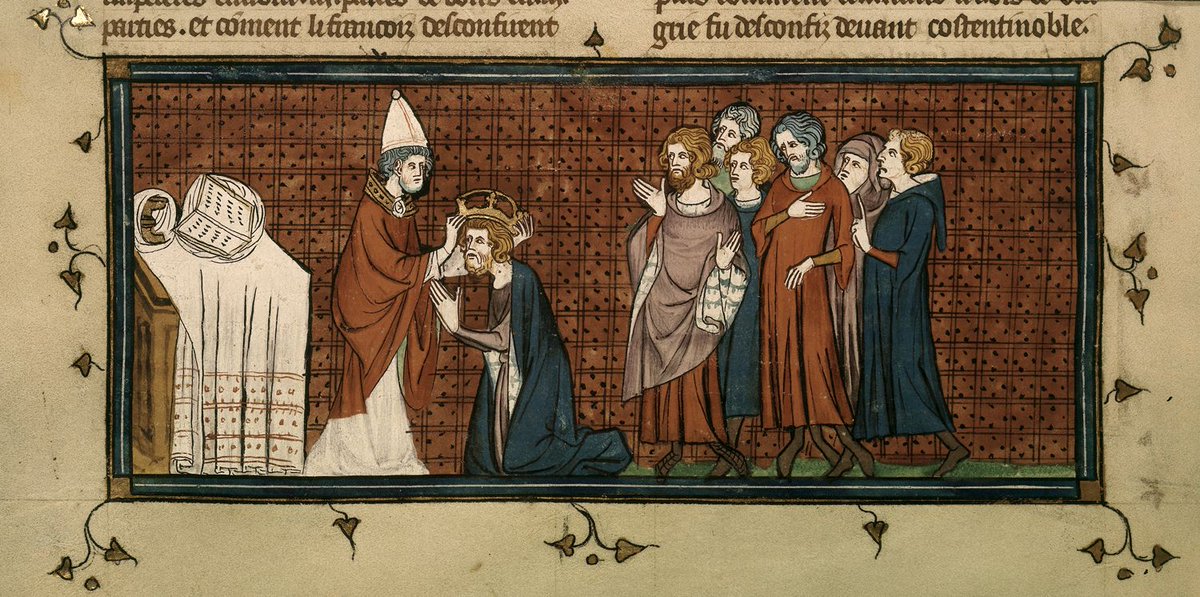 We Need to Talk about Charlemagne: A  #MedievalTwitter Thread.So. Some medieval German literature claims Emperor Charlemagne was into necrophilia. And briefly men. And then attracted to a swamp. Perhaps sexually. It's WILD. [TW: necrophilia. obviously](BL, MS Royal, f. 141v)