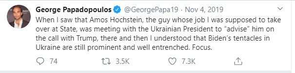 George Papadopoulos here discussing Amos Hochstein