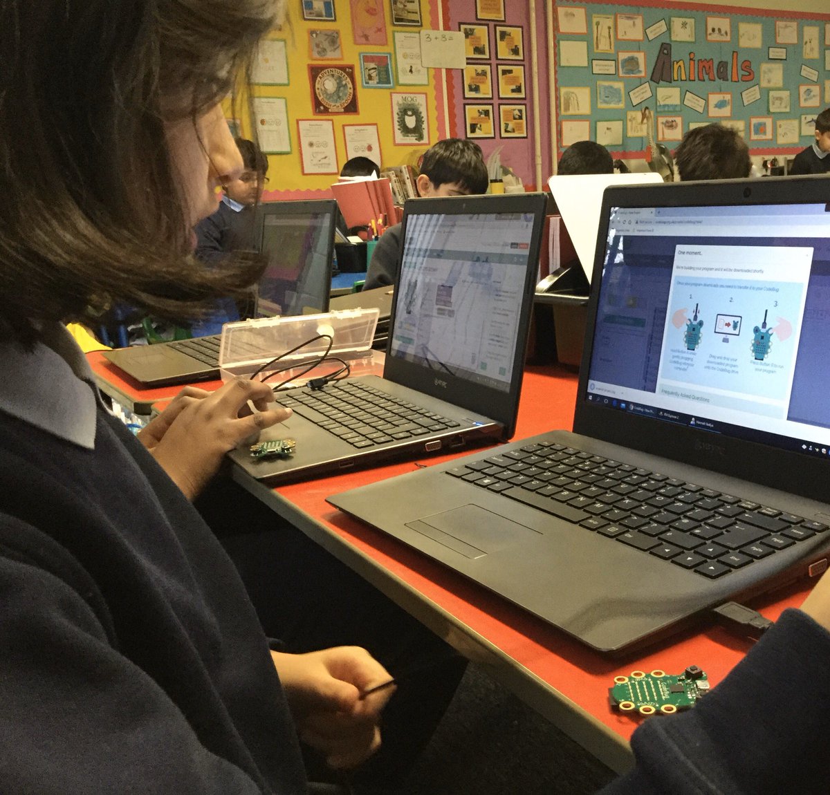 MerseyVale's tweet image. Great to see learners working together #tinkering and testing out ideas using @_codebug during Golden Time this morning #primarycomputing #wecancode