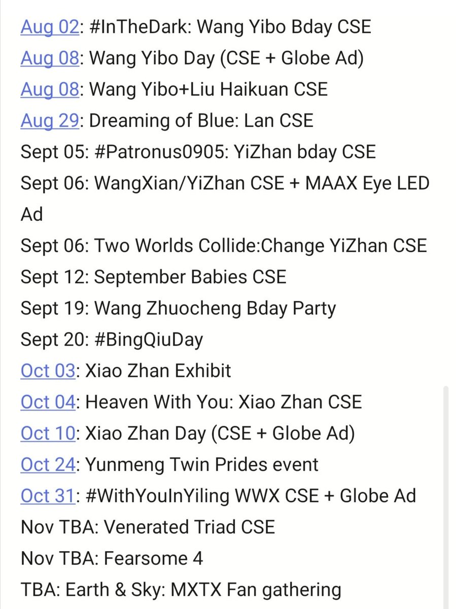 📢 UPDATED LIST V2.1 ‼️
#MXTX / #TheUntamed -related 🇸🇽 Fan Events #2020calendar
#XiaoZhan肖战 #WangYibo王一博
#ItsMoreFunInThePhilippines
#ItsMoreFanInThePhilippines 🤪