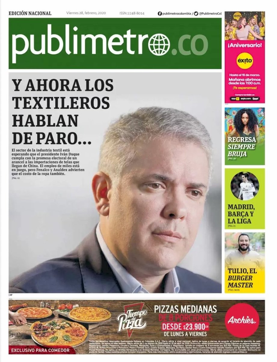 Textileros del país pretenden entrar al paro.