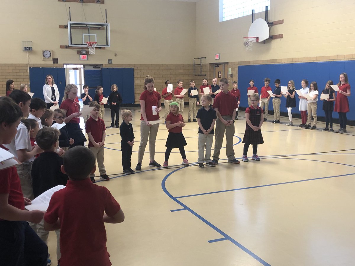 Students and staff gathered in the gym this morning for a living rosary. #fridaysduringlent #jp2schools