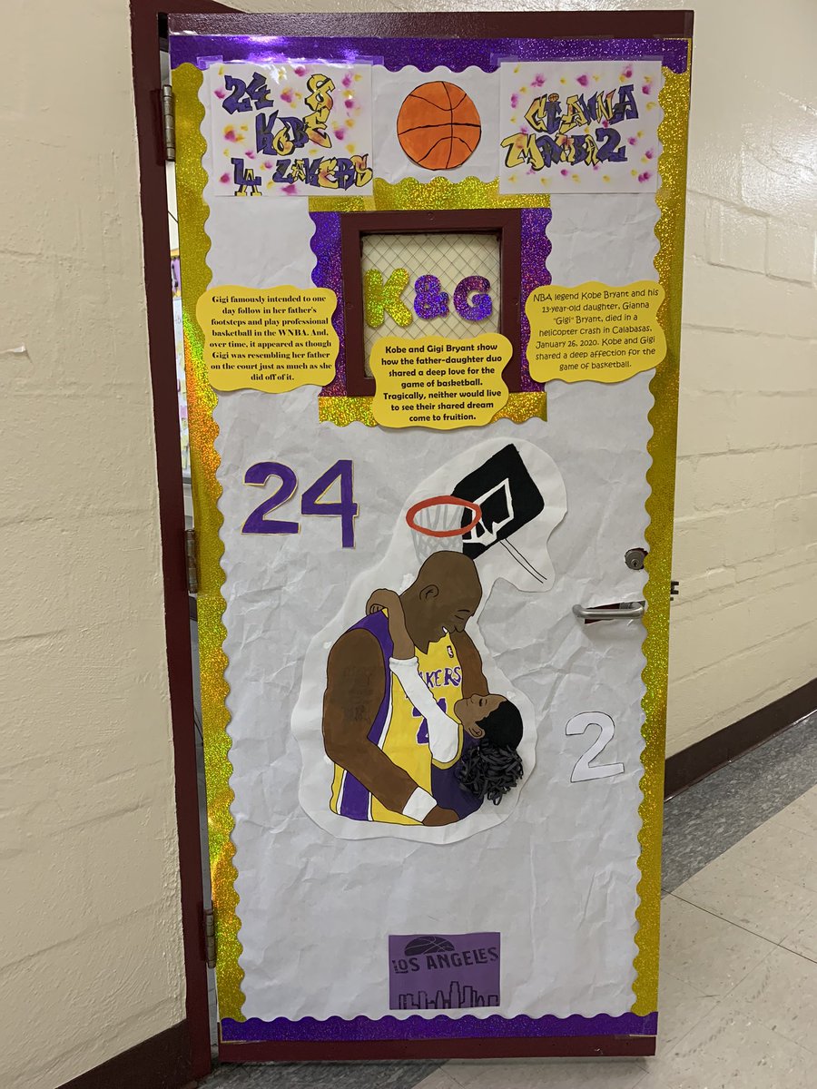 Our black history door!! So appropriate, being that my classroom’s theme is Lakers!! <a href="/HCPSGirlsPrep/">HCPS Girls Prep</a> @HcpsPe