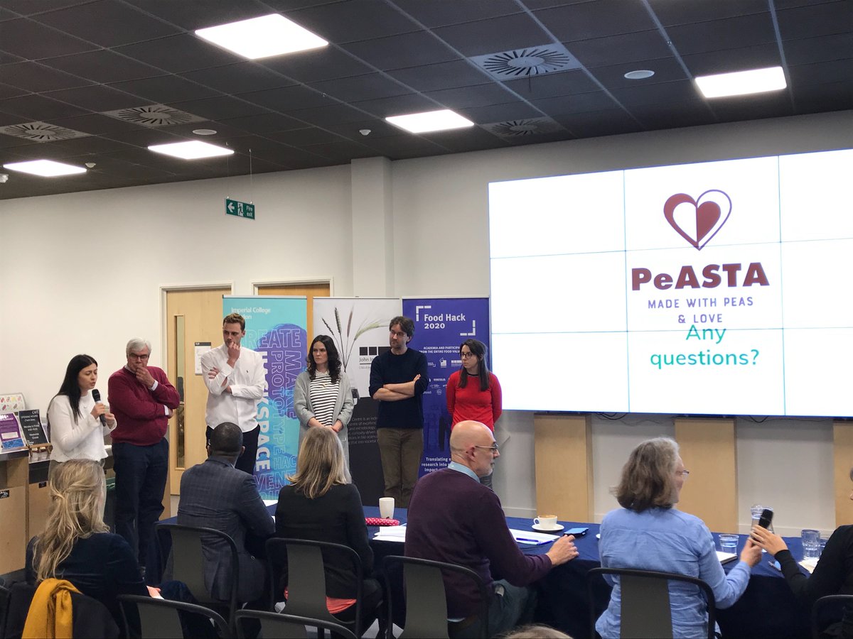 StudioZao's tweet photo. #FoodHack2020 Team 2 - Enhanced Staples - introduces their proposition “PeASTA - Making #healthy eating easy peasy". Healthy pasta high in #fibre, low in carbohydrates and full of #plant #protein. 

@Hodmedods @PastaFoods @enterprise_food @mmr_research  @imperialcollege https://t.co/7zS51maIGn