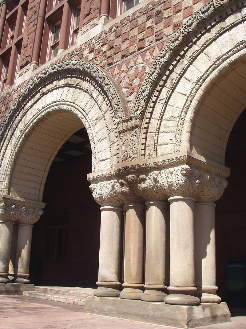 and this is Austin Hall, for a long time the library of the law school, with the characteristic fine, polychromatic detail