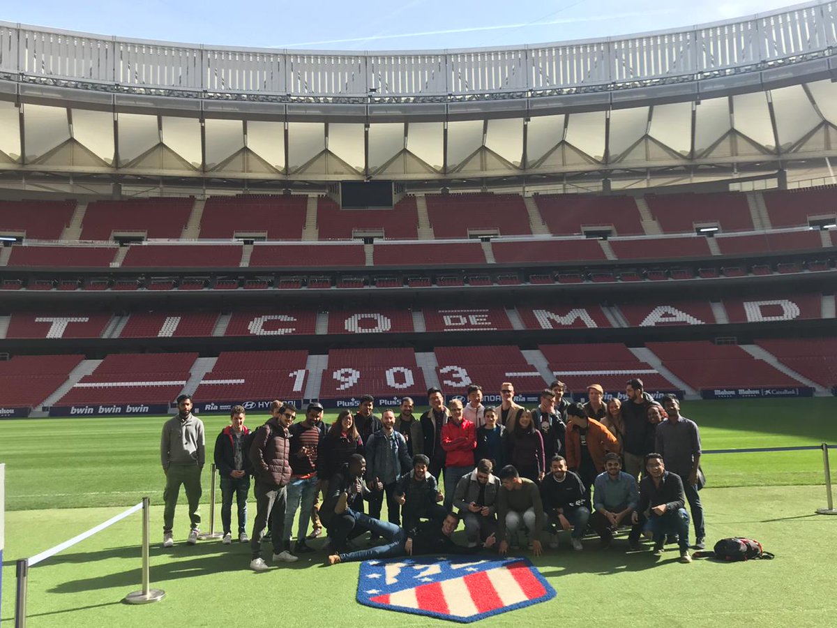 UCAM_Sports_Uni's tweet photo. Last day of the #MadridSportWeek! Our students of the #MBASportsManagement have visited the Wanda Metropolitano, stadium of @Atleti, where they have received a lecture from the marketing department. We hope you enjoyed this week. See you in Dubai! 😉🤓 https://t.co/W23JCESAiV
