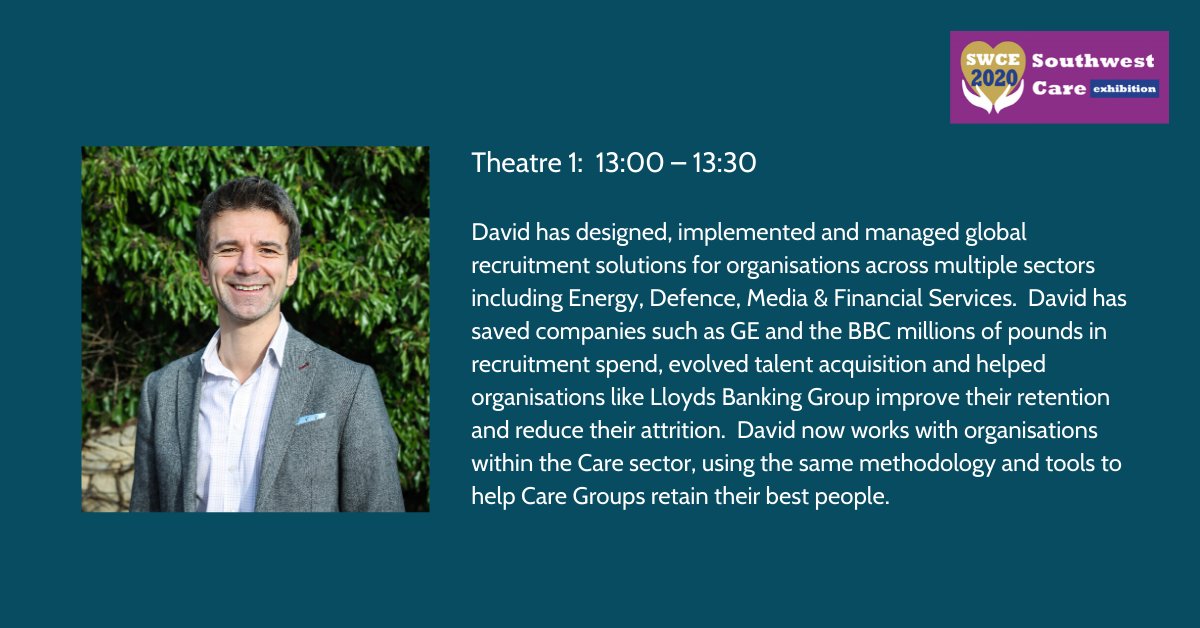 David is talking at the South West Care Show on Feb 12th about how to reduce staff attrition in a #care setting.  Tickets are free from careexhibition.co.uk #carers #carehome #domcare #exhibition #homecare