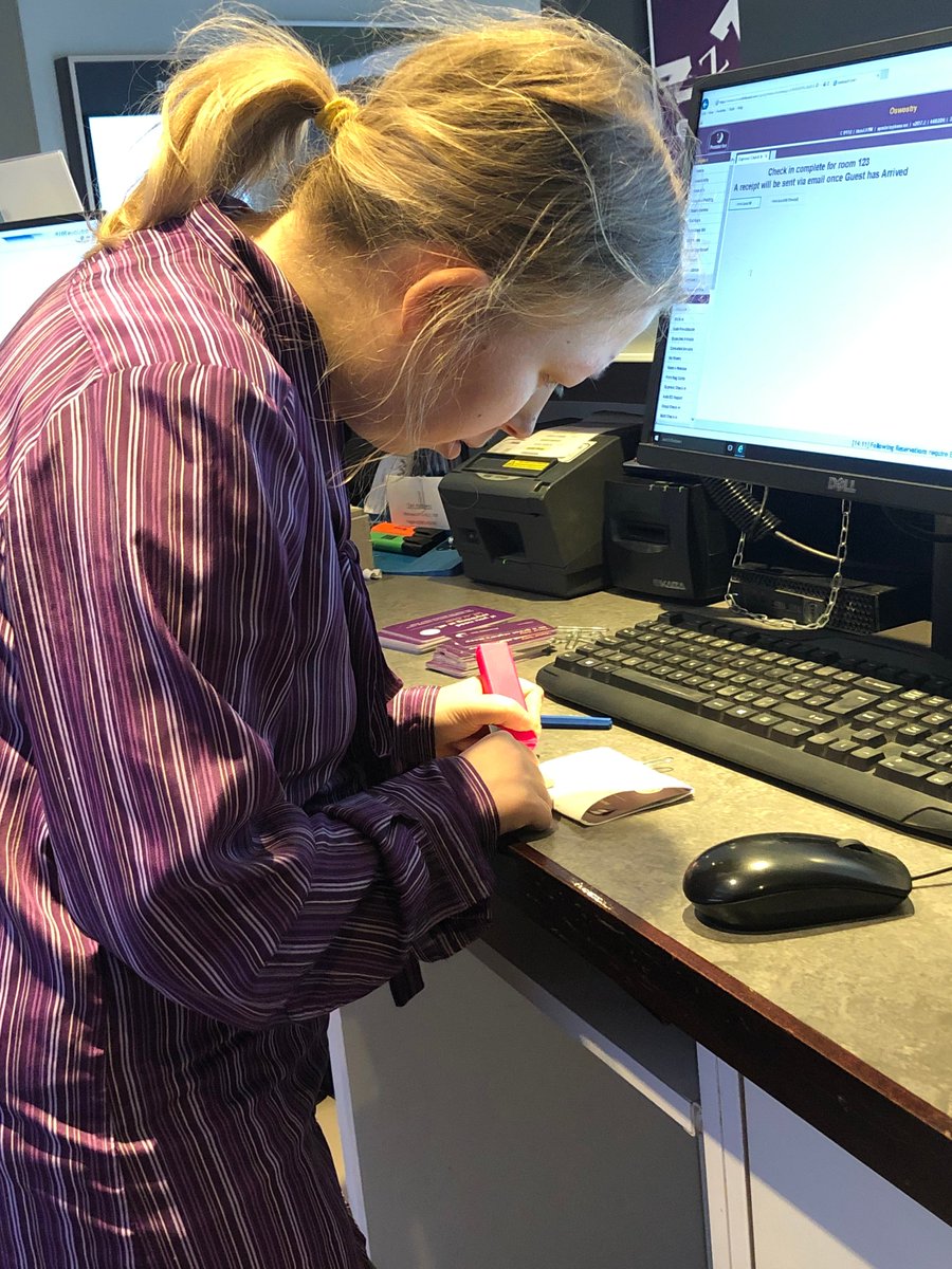 RE_Derwen's tweet photo. Millie attends a bespoke work placement @premierinn in Oswestry every week, where she transfers the skills she has learnt at Hotel 751 out externally #customerservice #reception #servicewithasmile #AdminJobs https://t.co/Lv9CC6kOGu
