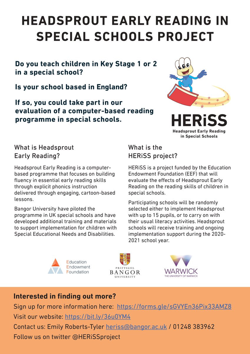 We've extended the project to include special schools in more regions across England! Please sign up here for more information forms.gle/VMStLubX2rV15d… or get in touch directly at heriss@bangor.ac.uk <a href="/DrEmilyJTyler/">Emily Roberts-Tyler</a> <a href="/CorinnaGrindle/">Corinna Grindle</a> <a href="/DrCMcDowell/">Claire McDowell</a> @CEDAR_Warwick <a href="/AddysgBangorEdu/">Education Bangor Uni - Addysg Prifysgol Bangor</a>