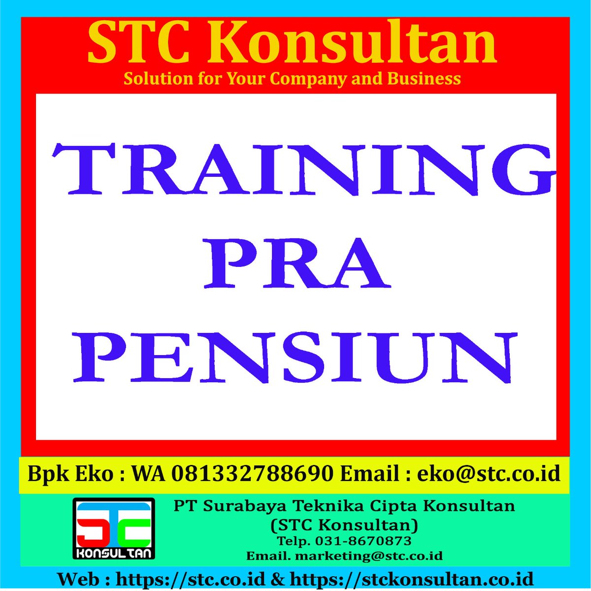 ekotraining's tweet photo. TRAINING PRA PENSIUN
Melayani Public Training & In House Training Hub Bpk Eko 081332788690 & eko@stc.co.id /Chat: https://t.co/fGQChRZRYA
STC Konsultan
#TrainingPraPensiun #TrainingPurnabakti #TrainingPersiapanPensiun #STCKonsultan #Training #InhouseTraining #Pelatihan https://t.co/dCfvORkaTi