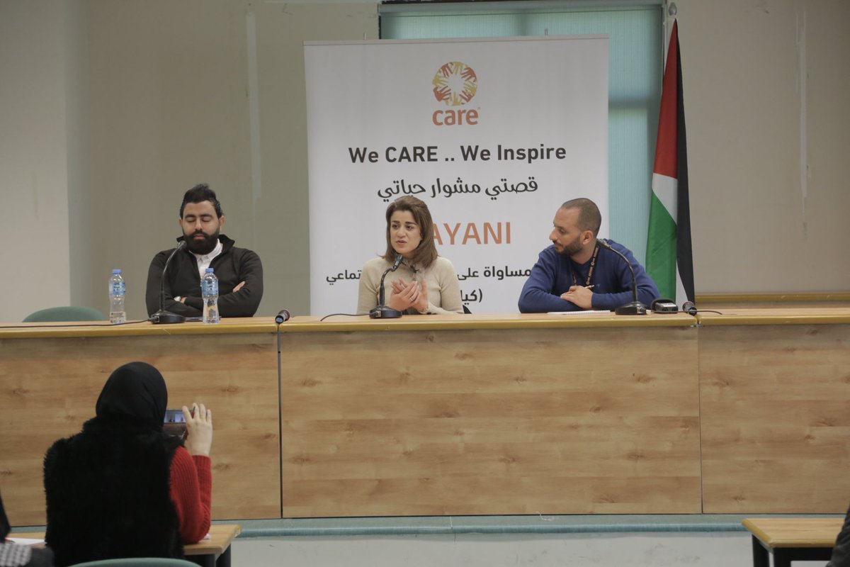 CARE_Palestine's tweet photo. #CAREPalestineWBG
#We_CARE ... #We_Inspire
#KAYANI_Project

Queen Masoud and Nisreen Awaad inspiring remarks at Birzeit University. 
Watch the film: https://t.co/N1c93oDHjD

#Queen_Nisreen
#Role_Models https://t.co/BmneFl8w68