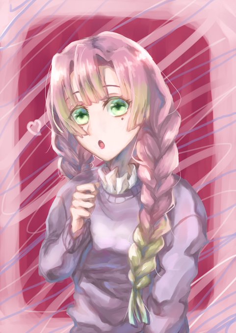 わたあめ⛅️🍭さんがTwitterに投稿した甘露寺蜜璃(鬼滅の刃)のイラスト。