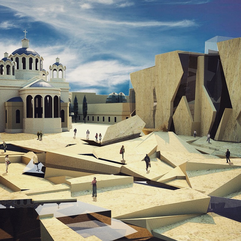 M_C_Architects's tweet photo. Sketch visualization of our entry for the international competition for the Bezalel Academy of Arts & Design #jerusalem #architecture #sketchrender #architettura #render #rendering #archiporn #renderbox #arquitetapage #visualization #concept #limestone #fractured https://t.co/uqxduhymur