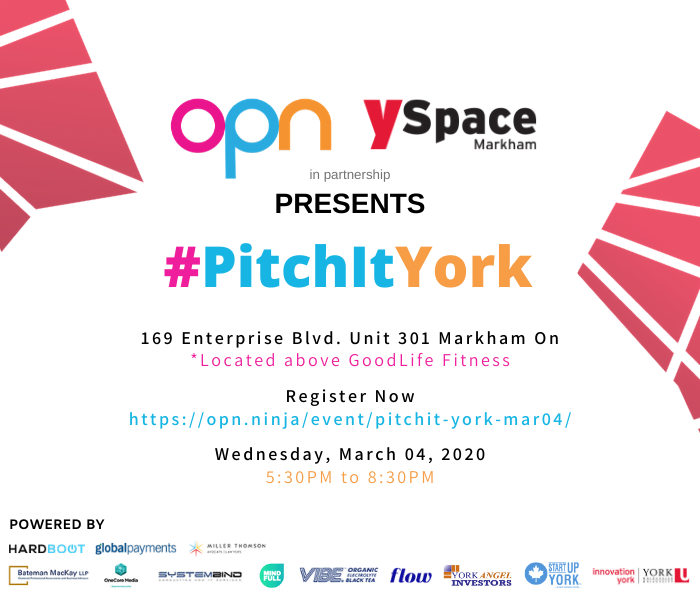 YSpaceYU's tweet photo. Interested in pitching your business to an audience of angel investors, entrepreneurs and business leaders? Register today for #PitchItYork with Open People Network on March 4th:
https://t.co/qbDRRORVVp

#YorkRegion #YRTech #YorkUniversity https://t.co/qZ8wDnAcBM