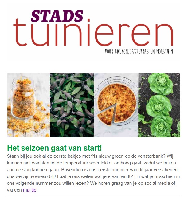 STADSTUINIEREN nieuws staat weer voor je klaar, met leuke tips over permacultuur, zaaien, kweken in een pot, wildplukken en veel meer! 
mailchi.mp/14a4ccd35d07/s…