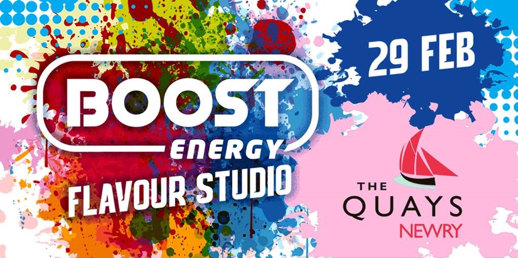 Boost_DrinksNI's tweet photo. If you're in Newry tomorrow… get yourself down to The Quays to sample some Boost Energy at our FLAVOURS STUDIO! #BoostFlavours https://t.co/g1csqSN7zn