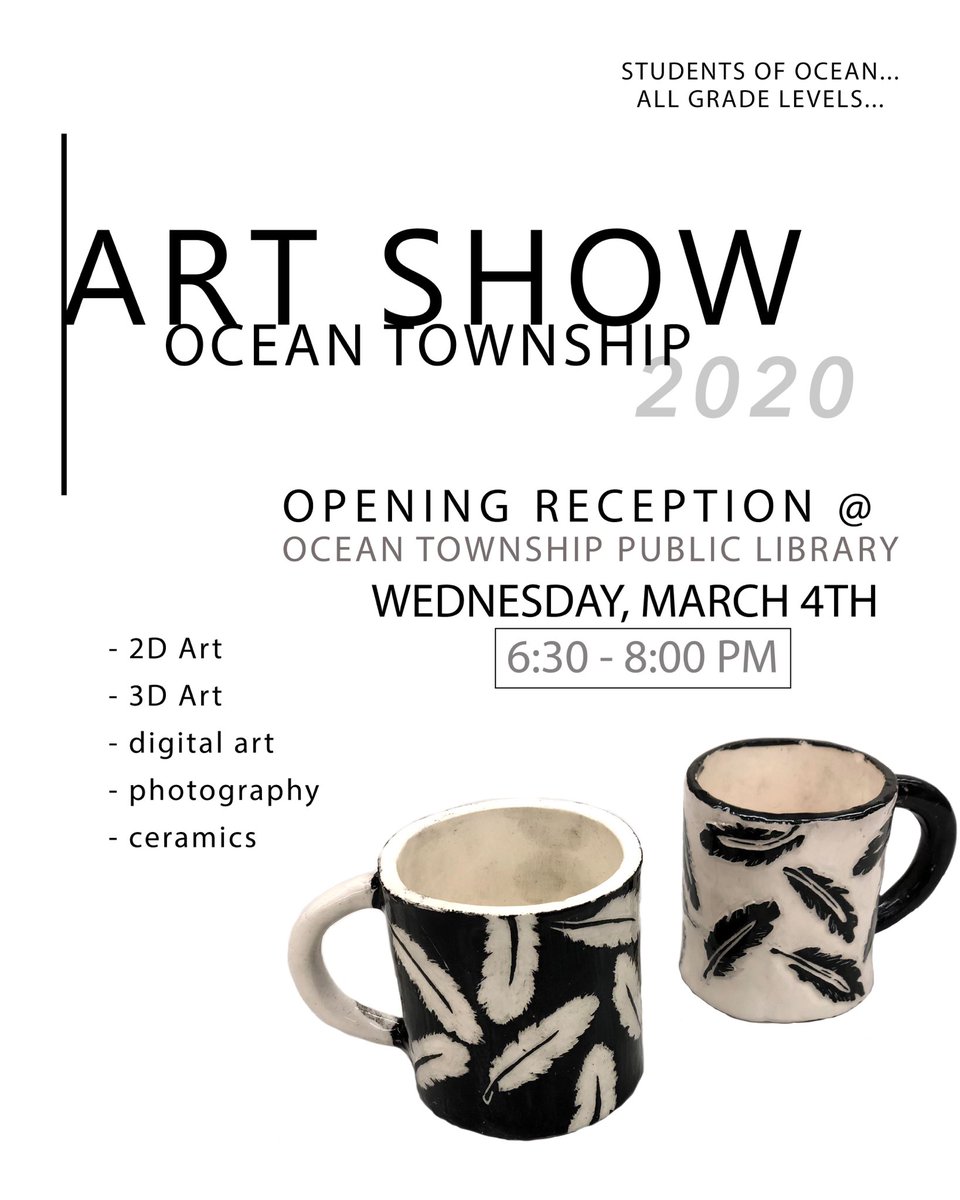 Please join us in celebrating our student artists at the opening reception of the district art show! #YouthArtsMonth #ArtsEdNJ ⁦@_jleute⁩ ⁦⁦@SpartanSoVPA⁩