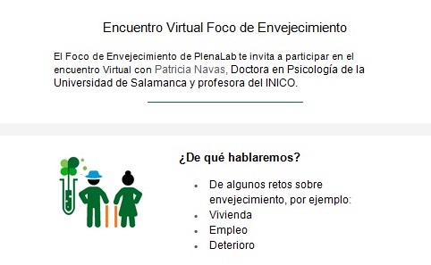Plenainclusion's tweet photo. Mañana no te pierdas el primer Encuentro Virtual sobre los retos de #envejecimiento con la participación de Patricia Navas, Doctora en Psicología @usal y profesora @INICO_usal
Cuándo: 3 de marzo
Hora: 10 h
Conéctate https://t.co/0XKQ9SRcqR
Invita #PlenaLab de @Plenainclusion https://t.co/NLRMxFQIRu