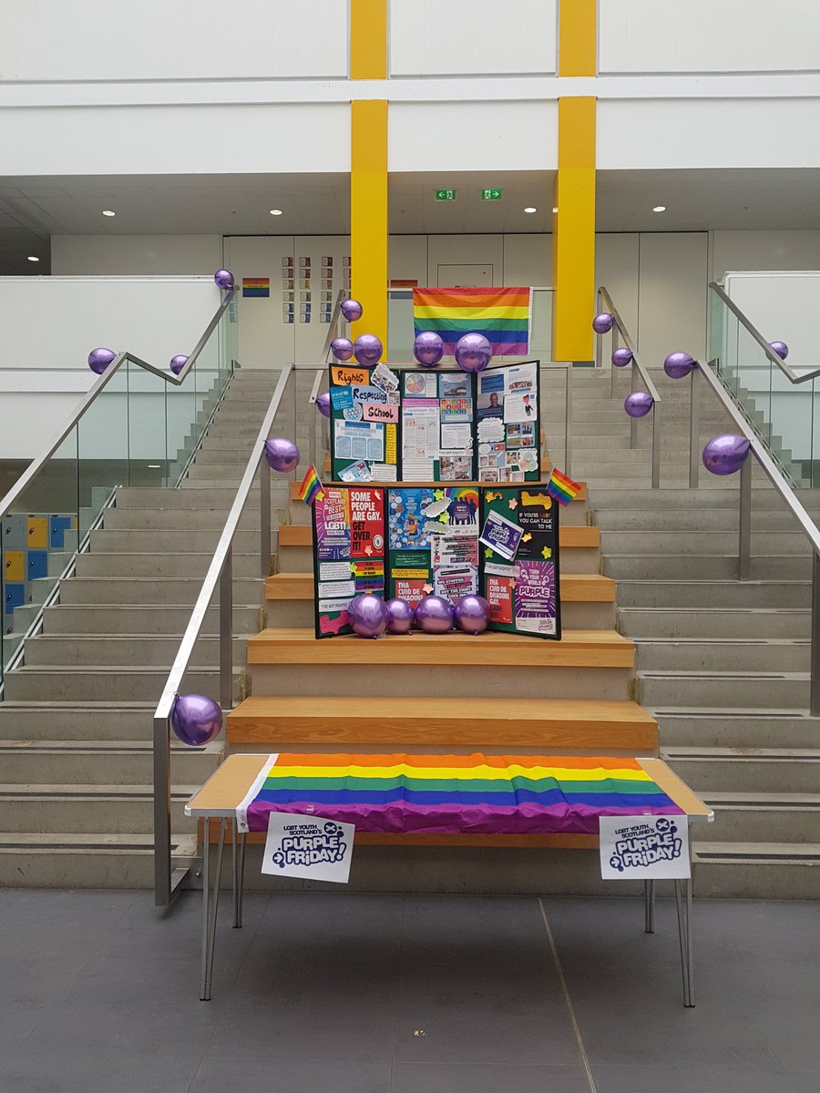 Proud #PurpleFriday here at Inverness Royal Academy. Great work by our LGBT and Rights Respecting Groups raising money for @LGBTYS #Inverness #loveislove #RightsRespecting @HighlandCouncil