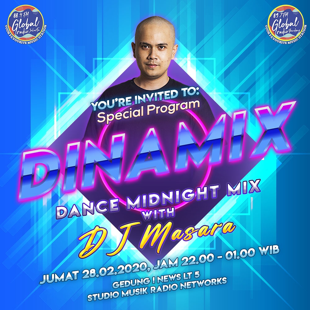 884GlobalRadio's tweet photo. Global People, nanti malem kita seru-seruan di Dinamix “Dance Midnigt Mix” barengan sama DJ @ masaraid mulai jam 10.00 sampai 01.00 WIB 
.
Yuk merapat yuk di 88.4 Global Radio!
.
#dance #dancemusic #musik #danceclub #nightlife #tgif #dancesignal #dancemidnightmix https://t.co/lqrwUvfYEU
