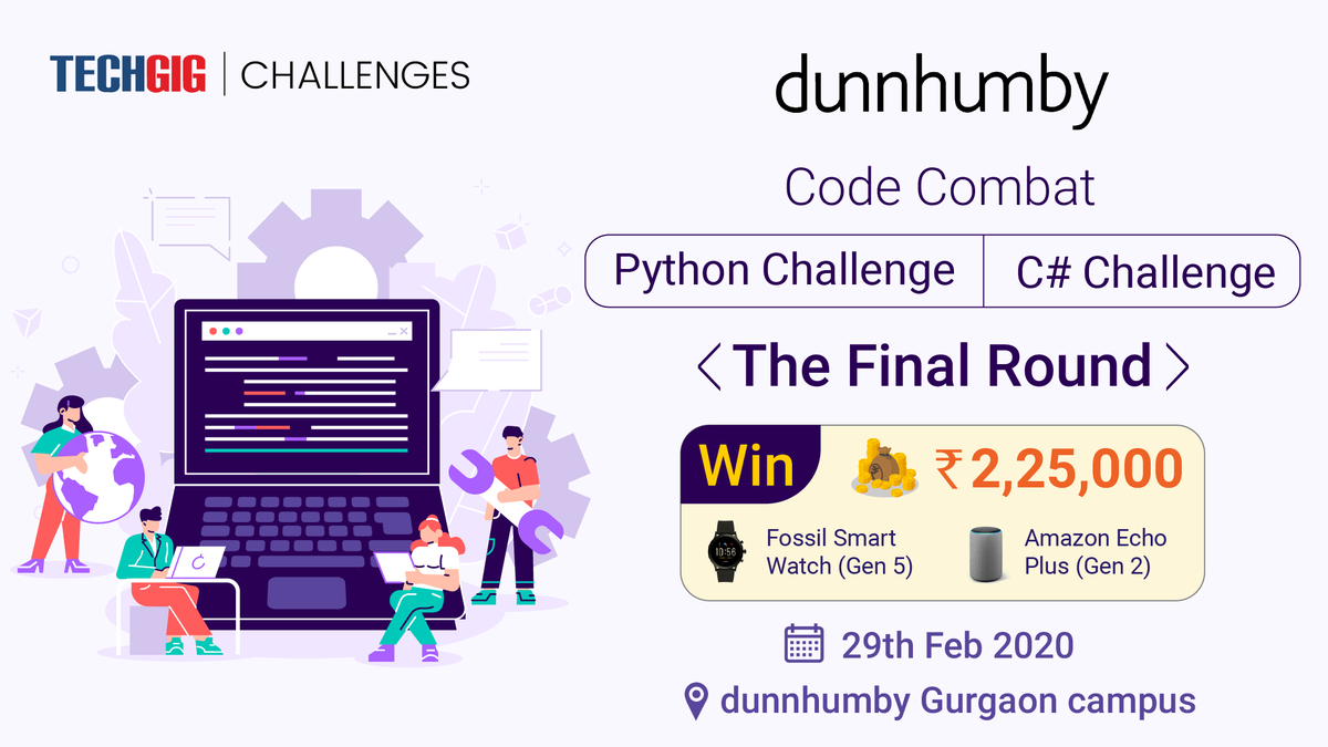 ETTechGig's tweet photo. We Thank all the coders for participating in the online rounds of dunnhumby Code Combat. We look forward to the finalists to compete in the offline finale at dunnhumby Gurgaon campus on 29th Feb 2020 and win big.
#dunnhumby #codecombat #TechGigChallenges #Python #CSharp https://t.co/SizHyzEs9P