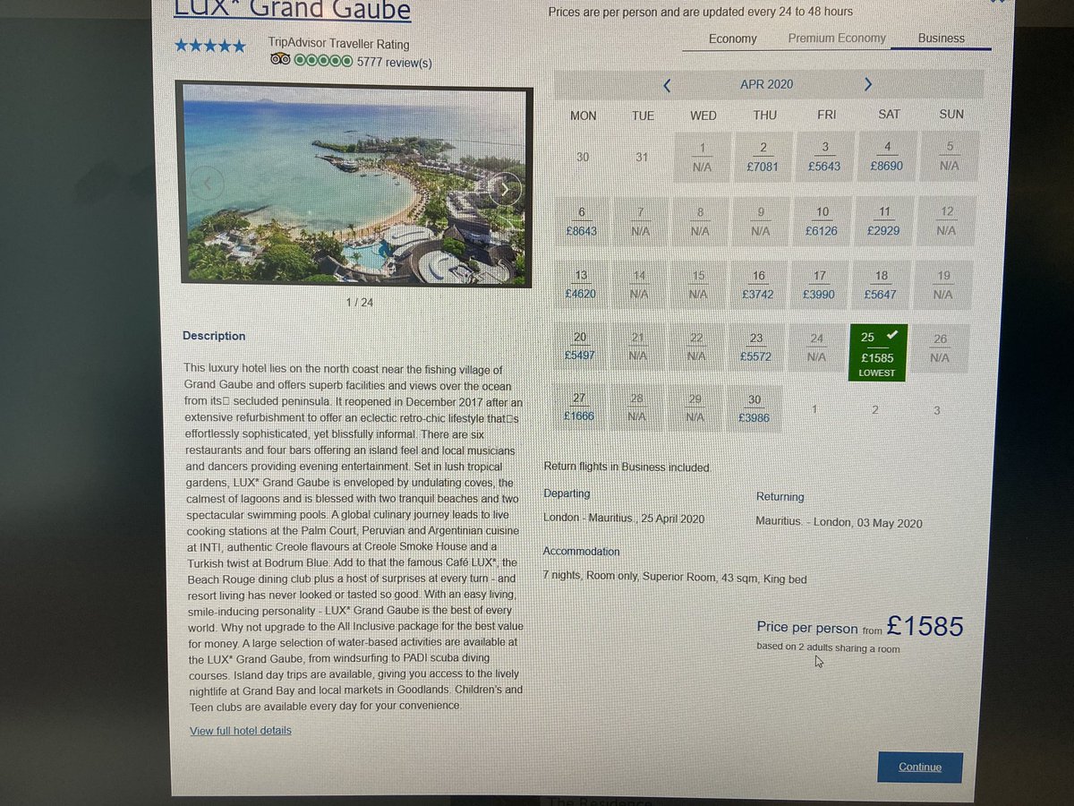 liisaoneill's tweet photo. @British_Airways I am trying book a holiday on your website with the business class offer. However I think you are trying to be a bit clever, and cheaty! as when I go to actually book the business class option never comes up, and the price seems to have been economy all along! https://t.co/32WiZb27W0